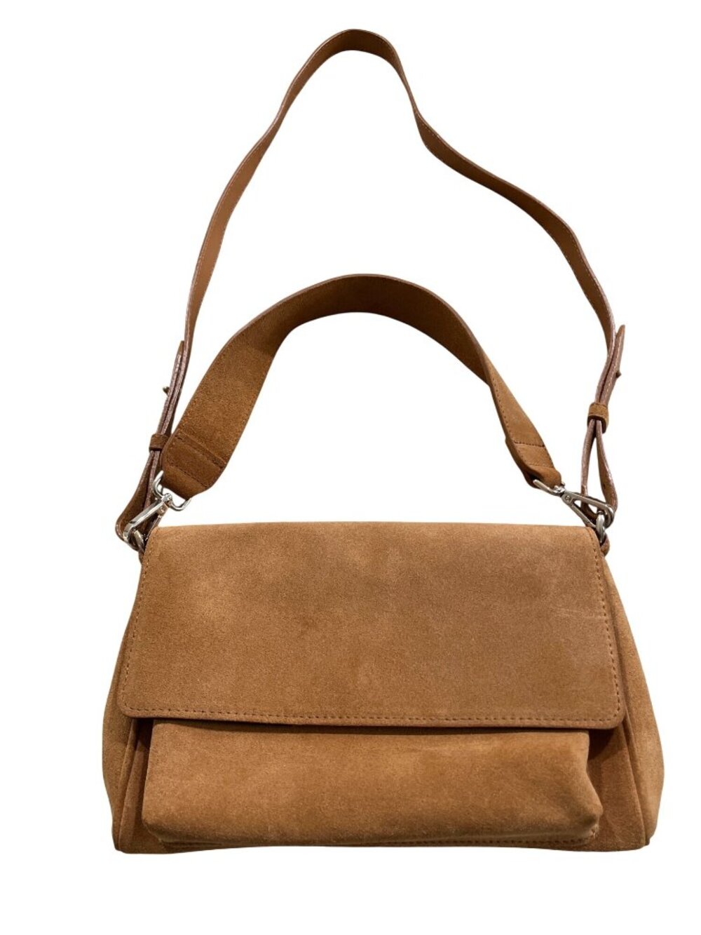 Anthropologie & Other Stories Folded Suede Shoulder Bag Clutch Tan Boho Leather
